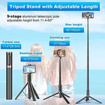 Toneof 60" Cell Phone Selfie Stick Tripod,Smartphone Tripod Stand All-In-1 With