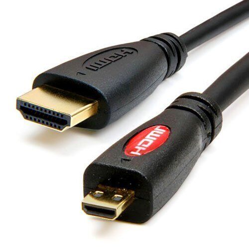 6ft Micro HDMI Type D to HDMI A Adapter Cable 1080P+/3D Ethernet Gold Plated NEW