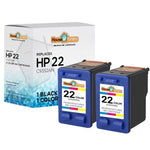 2Pk #22 Color Ink For Hp Deskjet D2445 D2460 F2110 F2120 F2128 F2140