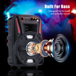 8" Portable Bluetooth Party Pa Speaker Fm Subwoofer Stereo Led Tailgate Outdoor