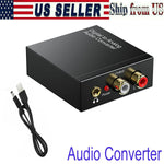 Digital Optical Coaxial To Analog Rca L/R Audio Converter Adapter W/ Fiber Cable