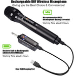 Pro UHF Rechargeable Wireless Handheld Microphone+Receiver LCD Karaoke Church