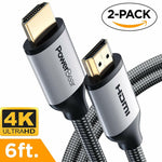 4K Hdmi Cable 6 Ft [2 Pack] Braided Nylon & Gold Connectors