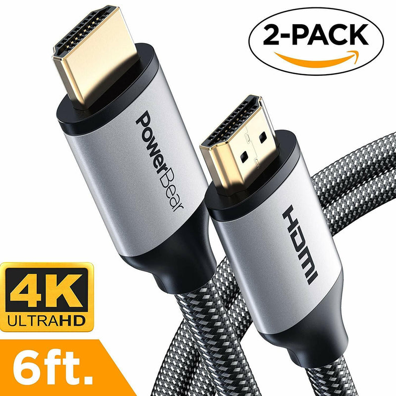 4K Hdmi Cable 6 Ft [2 Pack] Braided Nylon & Gold Connectors