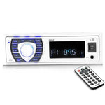 Pyle Marine Boat MP3 USB Radio, 4" Pyle White Round Speakers w/Stereo Cover