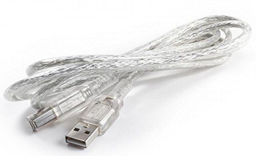 USB 2.0 Printer Scanner Cable Type A Male to Type B Male (15ft) - Clear