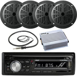 Pyle PLCDBT95 Marine CD/USB Bluetooth Receiver+ 4X Speakers + 400W Amp+Antenna
