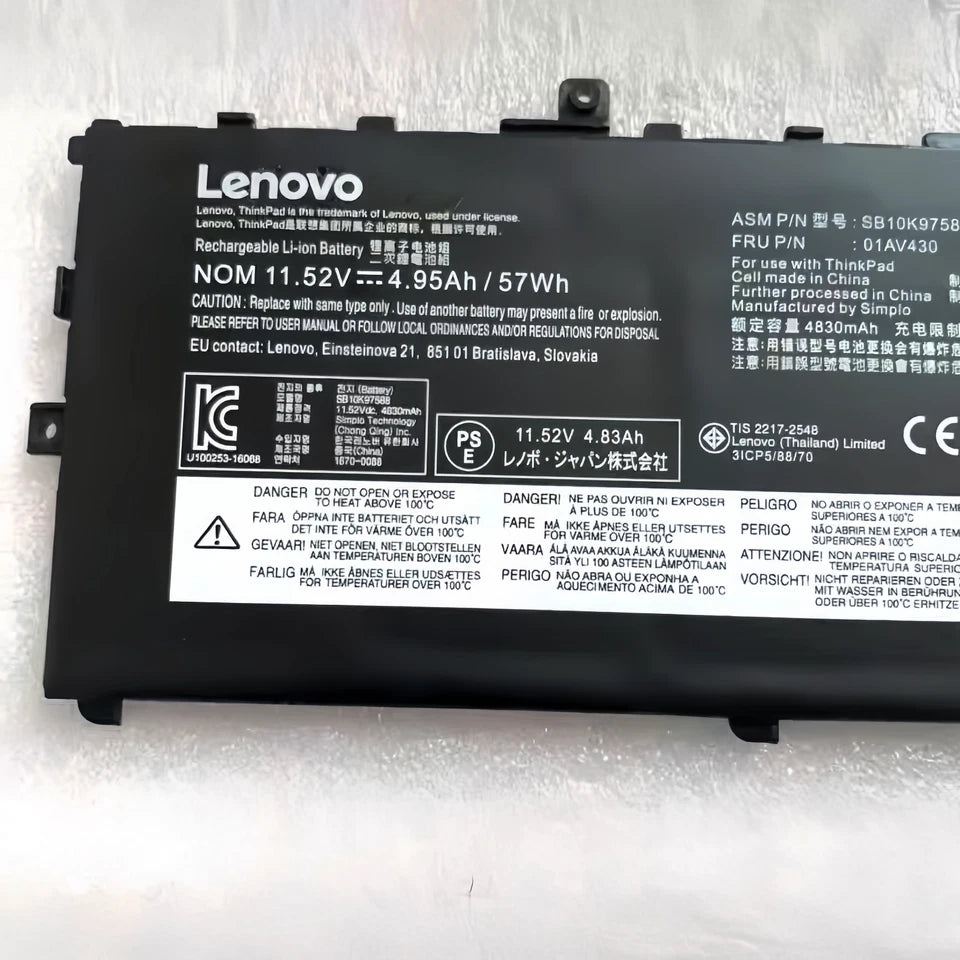 Original Lenovo Thinkpad 11.52V 57Wh 4830mAh 01AV430 Battery