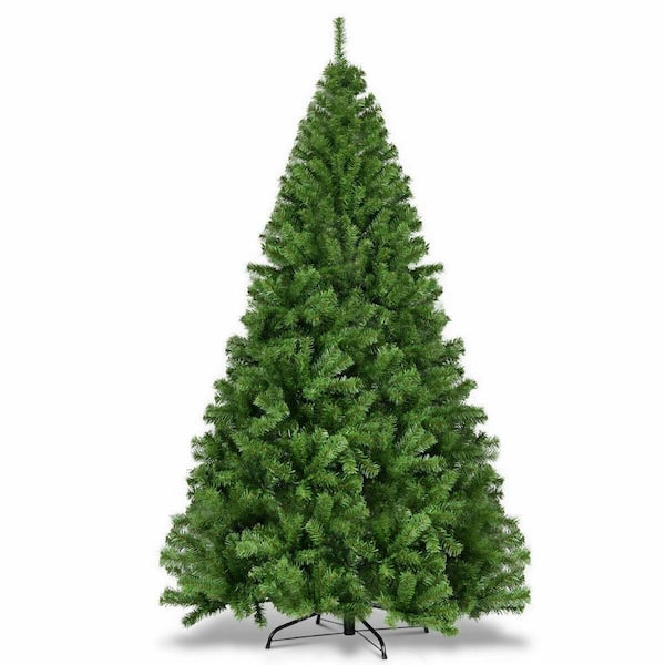 Unlit Hinged Spruce Artificial Christmas Tree Lifelike Holiday Decorative Tree with Foldable Stand