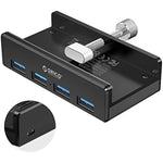 Usb Hub Clip Type 4 Port Usb 3 0 Hub 5Gbps Super Speed Mini Aluminum Data Hub With 4 92Ft Cable For Monitors Without Power With Power Adapter Connector