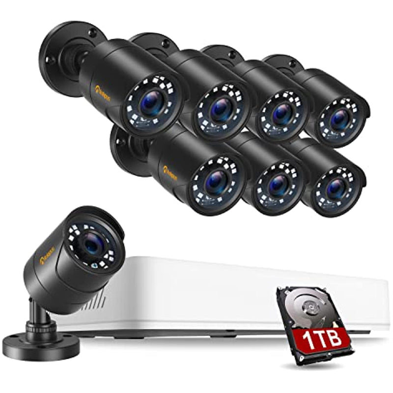 8Ch 1080P Home Security Camera System Outdoor 1Tb Hard Drive Included