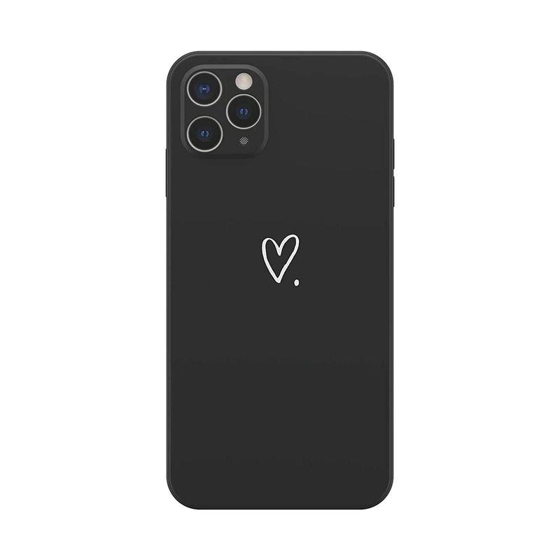 Caseative Cute Love Heart Cube Straight Edge Compatible With Iphone Case Black Iphone 13 Pro Max
