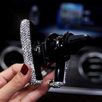 Bling Car Phone Holder Mini Car Dash Air Vent Automatic Phone Mount Universal 360 Adjustable Crystal Auto Car Stand Phone Holder Car Accessories For Women And Girls White
