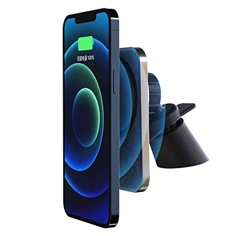 Xapa Magnetic Wireless Car Mount Charger Leather Pad Design For Iphone 12 Pro 12 Pro Max 12 Mini Magsafecase 15W Fast Charging Holder Stand Magnetic Attachment Auto Alignment Strong Magnet Silver