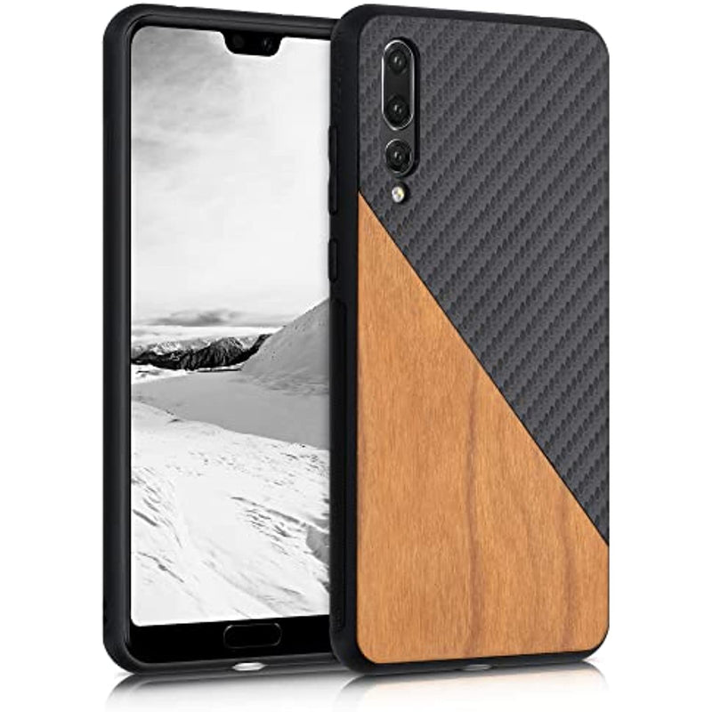 Tpu Bumper And Wood Carbon Back Huawei P20 Pro Case