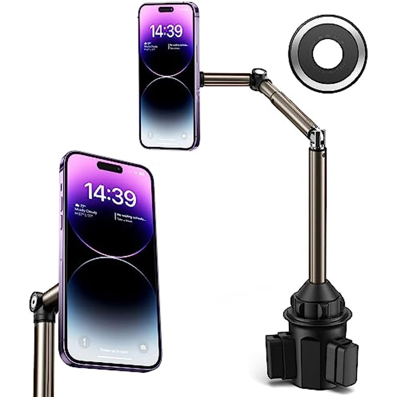 Magnetic Cup Phone Holder for Car Truck with Long Arm Compatible with iPhone, Samsung Galaxy & Google Pixel 1095