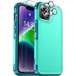 Heavy Duty Full Body Shockproof Case With 2 Tempered Glass Screen Protector 2 Tempered Camera Lens Protector For Iphone 14