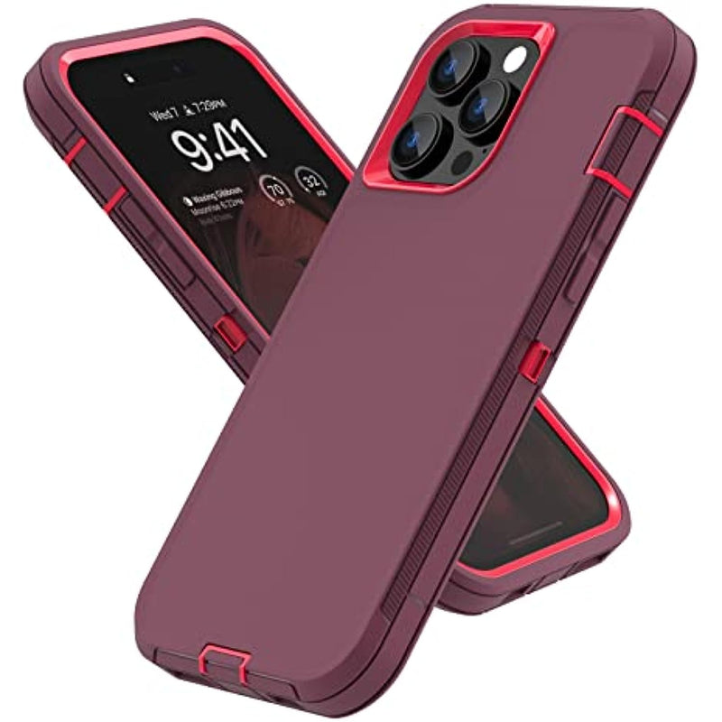 Heavy Duty Shockproof Full Body Protection 3 in 1 Silicone Rubber & Hard PC Rugged Durable Phone Cover for iPhone 14 Pro Max 741