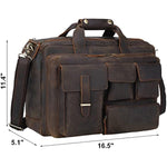 17.3 Inch Genuine Leather Laptop Case with Multi Pockets for Men