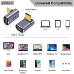 40Gbps Usb C Adapter 90 Degree Usb C Adapter Up Down Usb C Male To Usb C Female Connector With 8K Video Display For Ipad Macbook 2Pack
