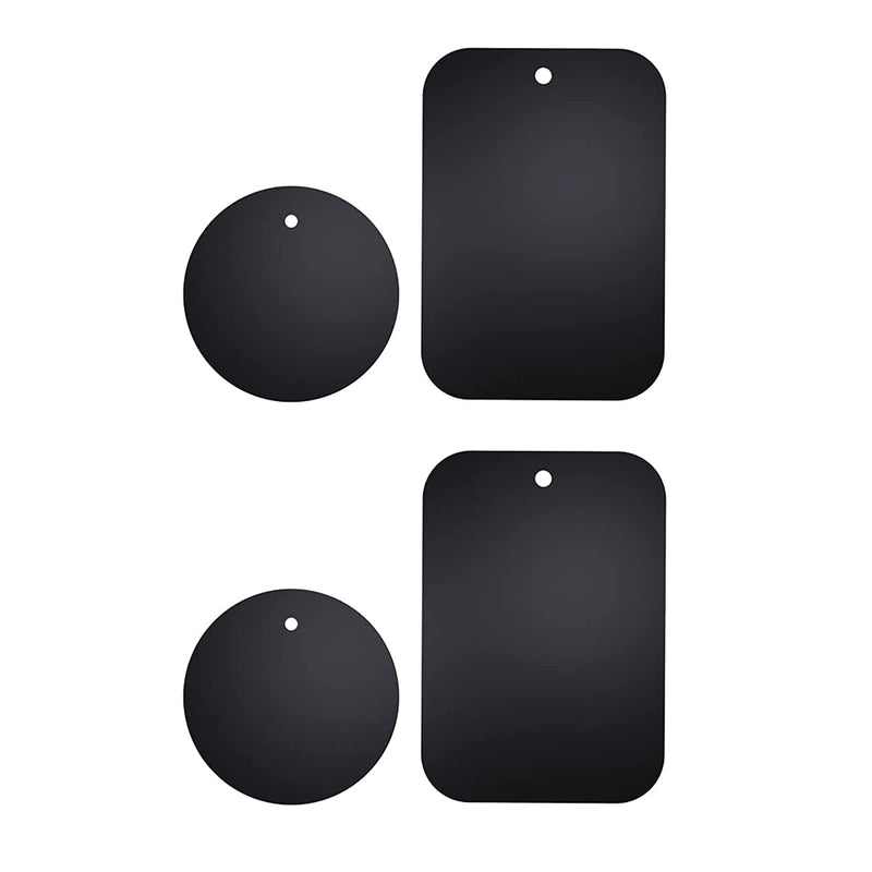 Xsfoo Universal Metal Plate 4 Pack For Magnetic Phone Car Mount Holder Cradle With Adhesive Compatible With Magnetic Mounts 2Rectangle And 2Round Black