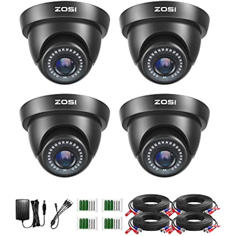 4 Pack 1080P Hd Tvi Dome Security Cameras Indoor Outdoor Home Surveillance 2Mp 80Ft Night Vision Weatherproof Cctv Camera Kit