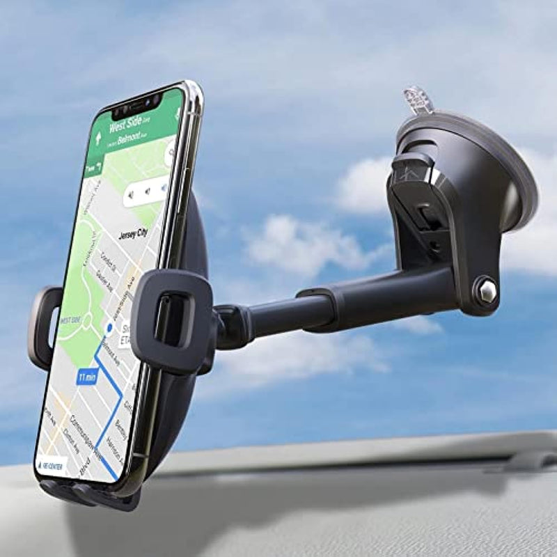 Universal Dashboard & Windshield Suction Cup Car Phone Mount with Strong Sticky Gel Pad, Compatible with iPhone, Samsung & All Cellphones 1642