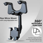 360-Degree- Rotating Rear View Mount with Adjustable Arm Length, Universal Car All Smartphones 236