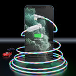 90 Degree 2M 6Ft Flowing Usb C To Lightning Led Light Up Charge Cable