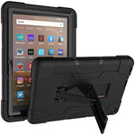 3 Layers Combo Heavy Duty Rugged Shockproof Tablet Cover With Kickstand For Fire Hd 8 2022 Fire Hd 8 Plus Red Black