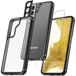 Shockproof Designed For Samsung Galaxy S22 Case With 2 Pack Tempered Glass Screen Protector 2 Pack Camera Lens Protector