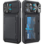 Shockproof Case with Camera Cover & Card Holder for iPhone 14 Pro Max 1316