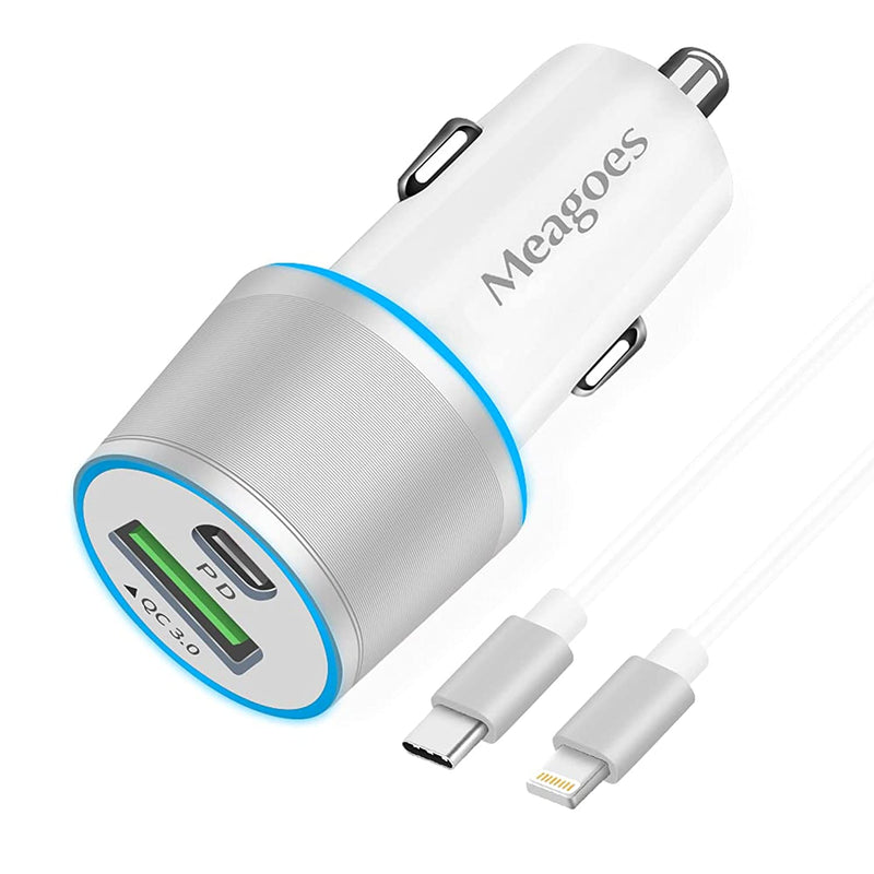 Fast Usb C Car Charger Meagoes 20W Pd Rapid Charging Adapter Compatible For Apple Iphone 13 12 Pro Max Mini 11 Xs Xr X 8 Plus Se Ipad Mini 5 Air 3 3 3Ft Mfi Certified Type C To Lightning Cable