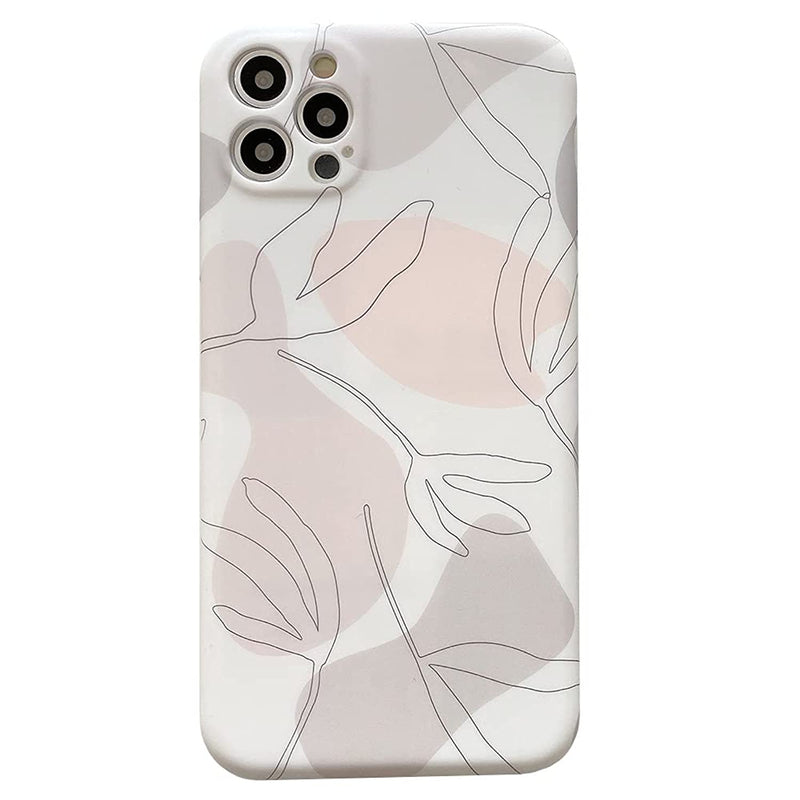 Compatible For Iphone 13 Pro Max Case Cute Women Abstract Line Leaves Patterned Phone Cover Slim Silicone Girls Bumper Protective Cases For Iphone 13 Pro Max 6 7 Inch Line Leaves
