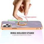 Itelinmon Compatible Iphone 13 Pro Case 6 1 In 2021 Slim Thin Finger Ring Stand Electroplated Silicone Soft Flexible Tpu Frame Shock Absorption Bumper Cover Phone Case Purple