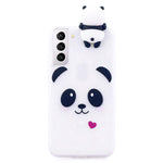Lapopnut Case For Samsung Galaxy S21 Phone Case For Girls Cover 3D Cartoon Panda Bear Design Protective Soft Flexible Rubber Silicone Slim Cover Cases White