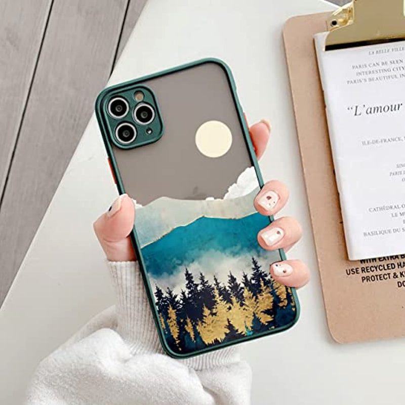 Qltypri Compatible With Iphone 12 Case Sunset Mountain Nature Scenery Landscape Pattern Clear Hard Pc Back Ultra Slim Shockproof Tpu Protective Cover For Iphone 126 1 Inch Tree