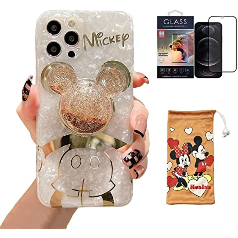 Cartoon Case for iPhone 14 Pro Max with HD Screen Protector Quicksand Cell Phone Pouch 505