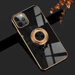 Omorro For Case Iphone 11 Pro Max Case For Women With Ring Holder 360 Degree Rotation Kickstand Girly Cases Bling Glitter Plating Rose Gold Slim Soft Luxury Protective Cover Cases For Girls Black