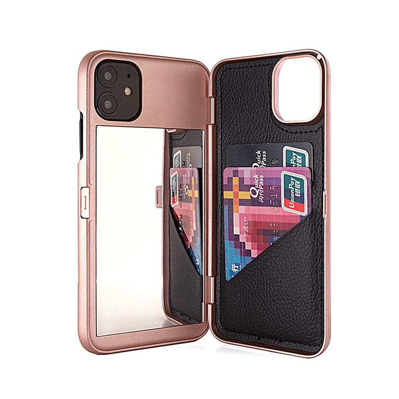 Iphone Se2 Case Iphone 7 8 Case Hidden Back Mirror Wallet Case With Stand Feature And Card Holder For Apple Iphone 7 Iphone 8 Iphone Se2 4 7 Rose Gold