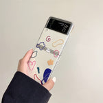 Cute Art Line Graffiti Clear Hard Pc Phone Case For Samsung Galaxy Z Flip 3 Cover Folding Display Women Girls Fashion Skin For Galaxy Zflip3