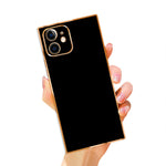 Square Case Omorro Compatible With Iphone 13 Pro Case For Women Girls Cute Candy Bright Luxury Gold Glitter Plating Edge Soft Slim Tpu Gel Camera Lens Protective Girly Square Cover Case Black