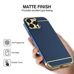 Iphone 13 Pro Max Case Rorsou 3 In 1 Ultra Thin And Slim Hard Case Coated Non Slip Matte Surface With Electroplate Frame For Apple Iphone 13 Pro Max 6 72020 Blue And Gold