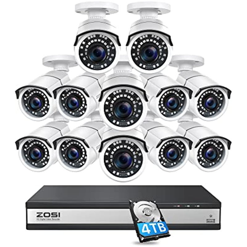 16 Channel Dvr With Hard Drive 4Tb And 12 X 1080P Surveillance Camera Outdoor Indoor With 120Ft Night Vision