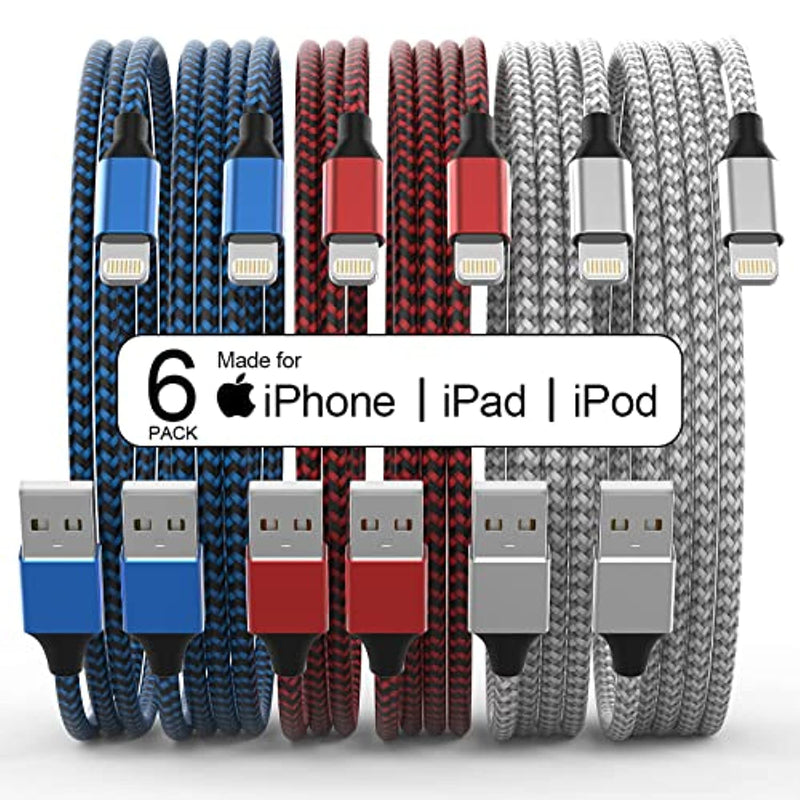 10 Ft Nylon Braided Fast Charging Lightning Cable Compatible With Iphone 14 Pro 13 Mini 13 12 11 Pro Max Xr Xs 8 7 Plus 6S Se Ipad