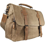 Genuine Leather Canvas Messenger Bag For Office Professionals School Students Travel