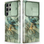 Slim Marble Design Shockproof With Slide Camera Cover Compatible With Samsung Galaxy S23 Ultra Case