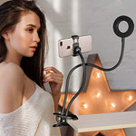 Universal Selfie Ring Light With Flexible Mobile Phone Holder Lazy Bracket Desk Lamp Led Light For Live Stream Office Kitchen