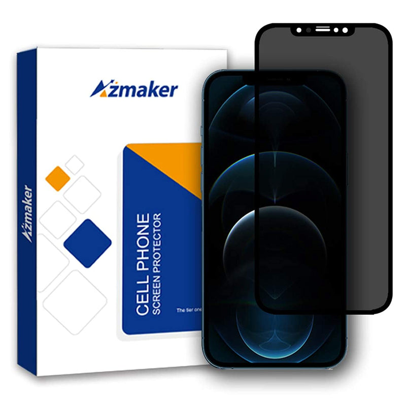 Azmaker 4 Way Privacy Screen Protector For Iphone 12 Pro Max 6 7 Inch 360 Anti Spy Tempered Glass Film 9H Hardness Anti Scratch Full Coverage 2 Pack
