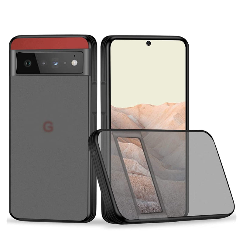 Compatible With Google Pixel 6 Pro 5G Case Translucent Matte Hard Pc Back Soft Tpu Silicone Flexible Frame Shockproof Slim Protective Phone Case Matte Black
